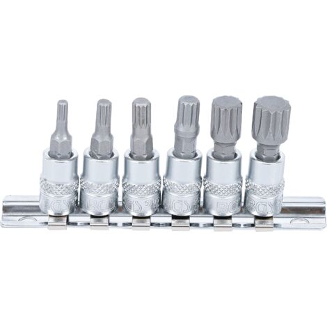 BGS - Bit-Einsatz-Satz  Antrieb Innenvierkant 6,3 mm (1/4)  Innenvielzahn (für XZN) M4 - M12  6-tlg. - 2162