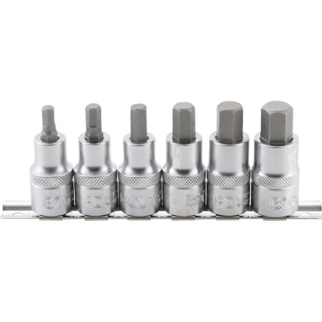 BGS Bit-Einsatz-Satz Antrieb Innenvierkant 12,5 mm (1/2") Innensechskant 6 - 14 mm 6tlg. - 8887 (1/6)