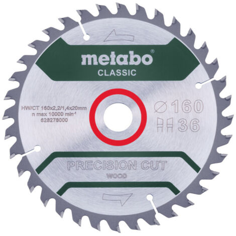 Metabo PRECISION CUT WOOD CLASSIC 628278000 Kreissägeblatt 160 x 20 x 1.4 mm Zähneanzahl: 36 1 St.