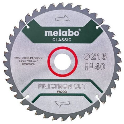 METABO Kreissägeblatt HW/CT 216x30 40 WZ 5°neg