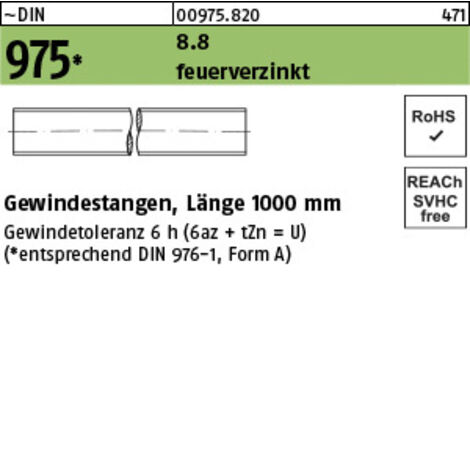 Gewindestange DIN 975 M39x 1000mm 8.8 feuerverz. 1 Stück