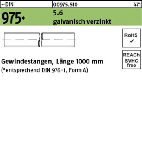 DIN 975 Gewindestange VG M30x1000 Stahl 5.6 galvanisch verzinkt