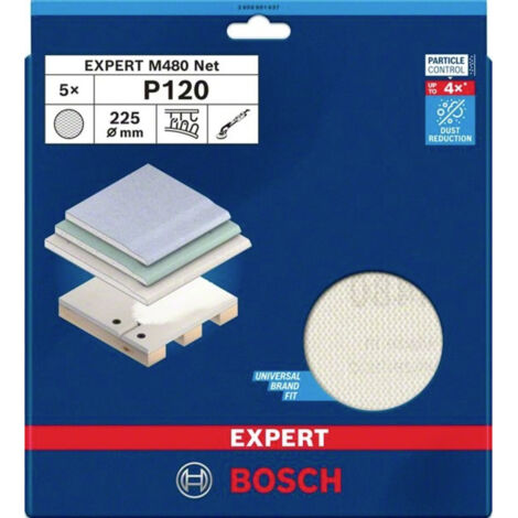 Bosch EXPERT M480 Schleifnetz, 225 mm, K 120, 5 Stück - 2608901637