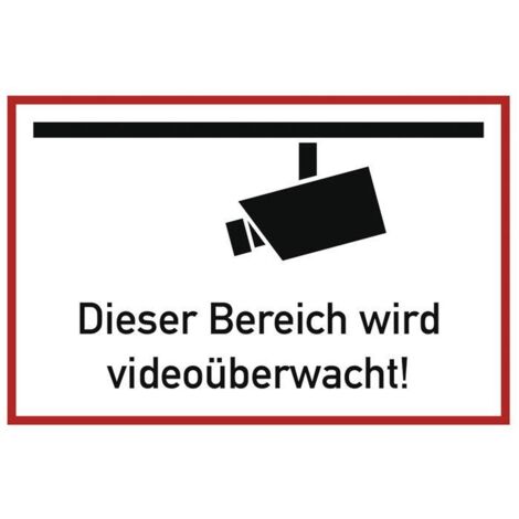 Hinweiszeichen Videoüberwacht L300xB200 mm weiß schwarz Kunststoff