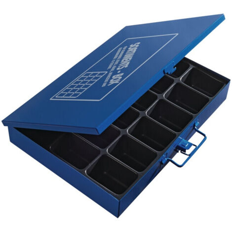 Sortimentskasten B330xT240xH50mm 18 Fächer ohne Beschriftungsschild blau