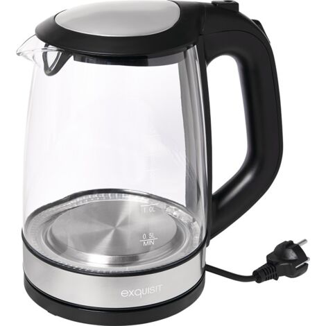 Wasserkocher WK 3501 swg 2200 W schwarz ,2l 1,1kg Glas,VA LED blau - 5010060 (1/5)
