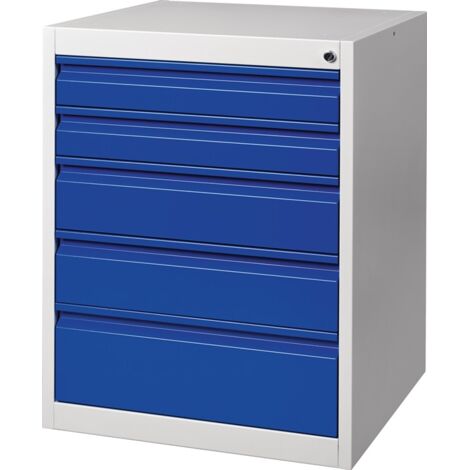 Schubladenschrank BK 600 H800xB600xT600mm grau/blau 5 Schubl. Einfachauszug