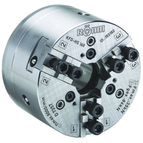 Röhm Kraftspannfutter KFD-HS 250, 3-Backen, Spitzverzahnung 90°, Zylindrische Zentrieraufnahme 220 - 144260 (1/5)