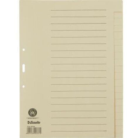 Ordnerregister DIN A4 blanko Papier chamois 20 Registerblätter (1/4)