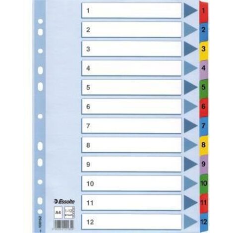 Zahlenregister DIN A4 160g/m² 1-12 Mylarkarton weiß (1/2)