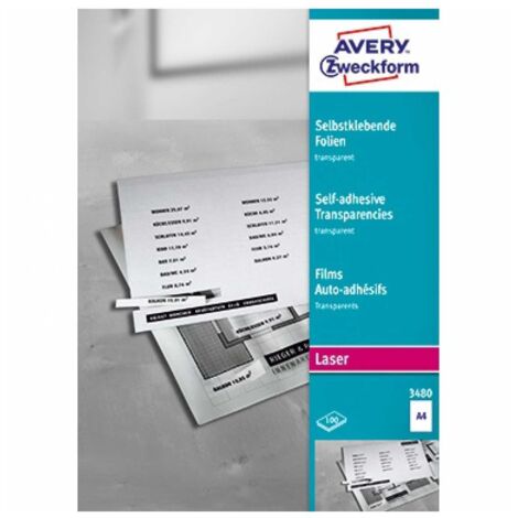Selbstklebefolie DIN A4 140µm stapelverarbeitbar Polyester transparent einseitig beschichtet 100 Folien/Pack. (1/5)