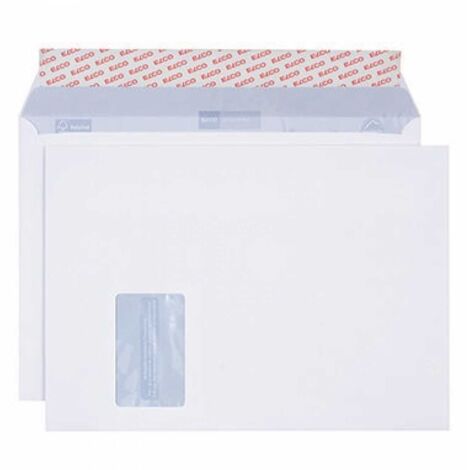 Versandtasche Proclima DIN C4 229 x 324 mm (B x H) mit Fenster 120g/m² mit Haftklebung Papier 100 % recycelt ohne Fadenverstärkung hochweiß 250 St./Pack. (1/5)