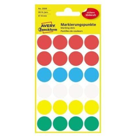 Markierungspunkt 18mm Papier farbig sortiert 96 Etik./Pack. (1/2)
