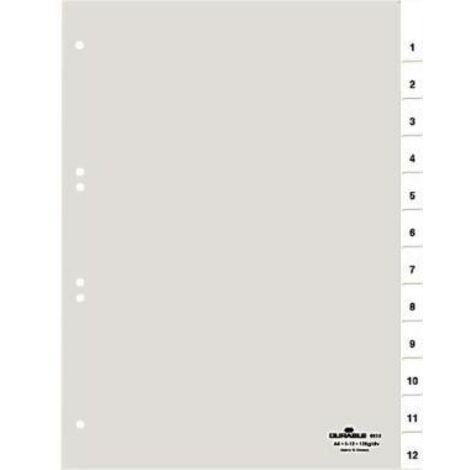 Ordnerregister DIN A4 1-12 Jan.-Dez. blanko Kunststoff transparent 12 Registerblätter (1/4)