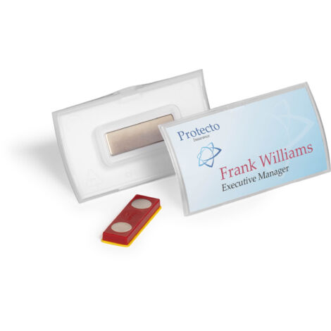 Durable Namensschild CLICK FOLD 40x75 mm mit Magnet verdrehsicher PP, Packung à 10 Stück, transparent, 825919