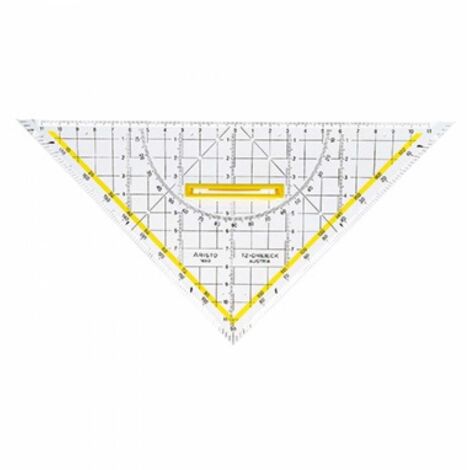 Geometriedreieck 25cm mit farbig hinterlegten Winkelgraden mit Griff Plexiglas® glasklar (1/5)