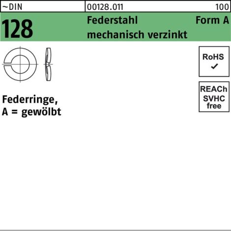 Federring DIN 128 A 4 Federstahl mech.verz. 100 Stück (1/2)