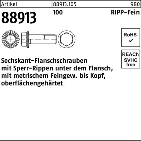 Sechskantflanschschraube R 88913 Sperr-Ripp VG M 14 x 1,5 x 55 100