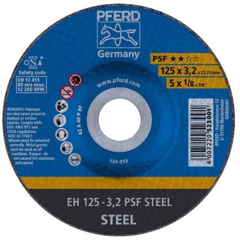 PFERD TOOLS Trennscheibe EH 125x3,2x22,23 mm gekröpft Universallinie PSF STEEL für Stahl 25 Stk