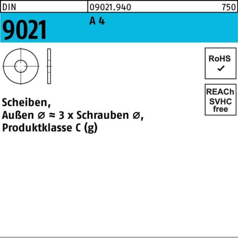 Scheibe DIN 9021/ISO 7093 5,3x15x1,2mm Edelstahl A4 blank 1000 Stk (1/2)