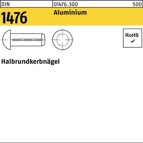 Halbrundkerbnagel DIN 1476 2x 3 Aluminium 500 Stück (1/2)