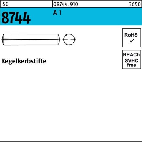 ISO 8744 Kegelkerbstifte 1.4305 6 x 18 rostfreiei A 1 S 100 Stk