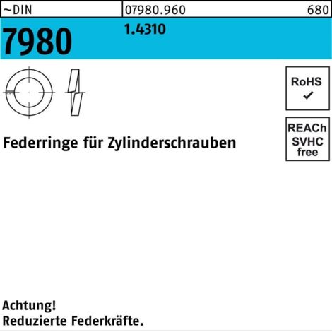 Federring DIN 7980 f.Zylinderschrauben 3 1.4310 100 Stück (1/2)