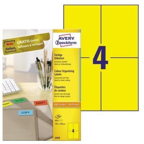 Avery Zweckform Universaletikett 3459 105x148mm gelb 400 St./Pack. (1/5)