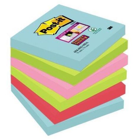 Post-it Haftnotiz Super Sticky Notes Miami Collection Maße: 76 x 76 mm (B x H) Farbe: 2 x türkis, 2 x neongrün, 1 x neo (1/4)
