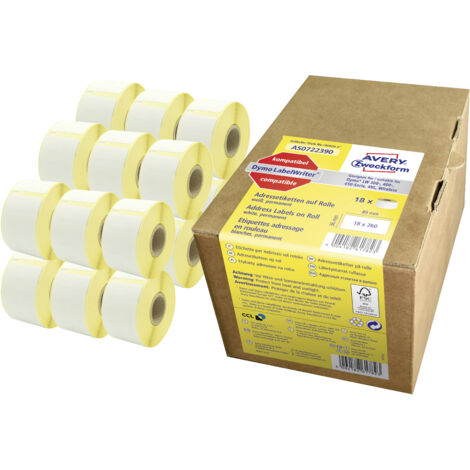 Avery Zweckform AS0722390 Rollen-Etiketten, Adressaufkleber, 36 x 89 mm, 18 Rolle/4.680 Etiketten, weiß (1/5)