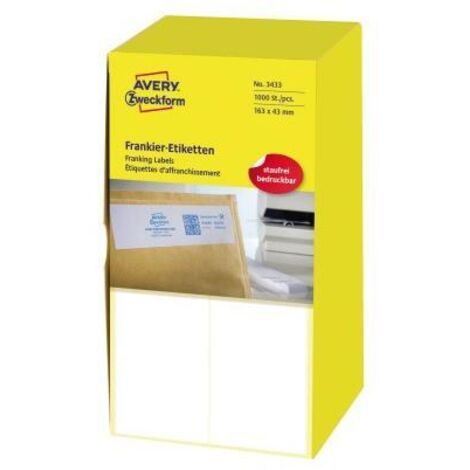 Avery Zweckform 3433 Frankier-Etiketten, 163 x 43 mm, 1 Pack/1.000 Etiketten, weiß (1/3)