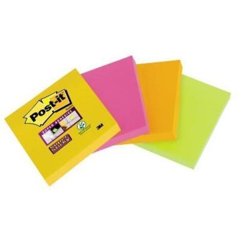 POST-IT Haftnotiz Post-it® Super Sticky Notes 47,6 x 47,6 mm (B x H) ultragelb vitalorangepowerpink neongrün 45 Bl./Block 4 Block/Pack. (1/5)