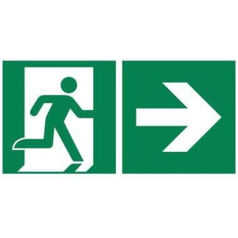 Hinweisschild Rettungsweg rechts 30x15cm Hart-PVC (1/2)