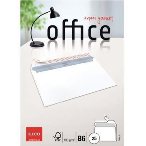 ELCO Briefumschlag ELCO Office DIN B6 176 x 125 mm (B x H) ohne Fenster 100g/m² mit HaftklebungPapier hochweiß 25 St./Pack. (1/4)