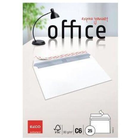 Briefumschlag Office DIN C6 162 x 114 mm (B x H) ohne Fenster 80g/m mit Haftklebung Papier hochwei 25 St./Pack. (1/4)