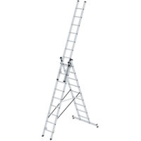 Günzburger Steigtechnik Mehrzweckleiter 3tlg. mit nivello-Traverse 3 x 9 Sprossen - 011108