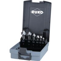 RUKO Kegel- und Entgratsenker-Satz DIN 335 Form C 90° HSS für Aluminium in Kunststoffkassette - 6 tlg. - 102152ARO