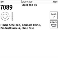 Unterlegscheibe ISO 7089 o.Fase 8 Stahl 200 HV 100 Stück