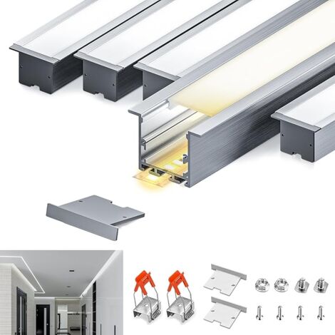 Set 6 Profili Alluminio Per LED Da 1m – 17,4x7mm, Adatti A Strisce Fino A 12mm