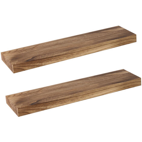 2Pcs Floating Shelves Wall Mounted Storage Wooden Display Shelf 23.5IN 61CM