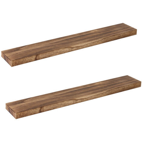 Wall Floating Shelves Wooden Mounted Storage Free Brackets Set 2Pcs 35.5IN 90CM
