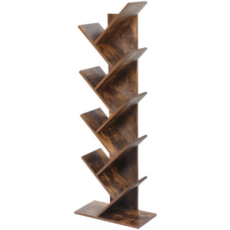 Bookcases Bookshelf Book Storage Wooden Tree 8-Tier Home Decor Display Stand (1/5)