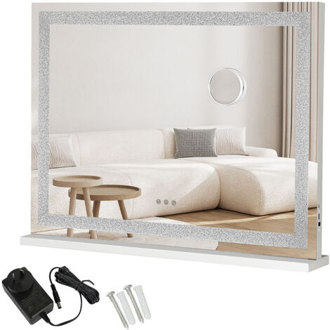 Emitto Tabletop Touch Crystal Vanity Mirror Makeup USB LED 80x62cm Large (1/5)