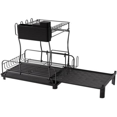 Toque Expandable Dish Drainer Rack 2 Tier Cutlery Plate Holder with ...