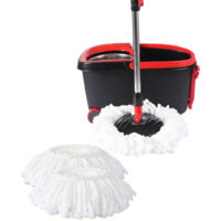 Spin Mop Bucket Set 360° Degree Stainless Steel Rotating Wet Dry Black