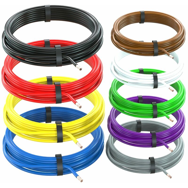 5x 1m Fahrzeugleitung 0,50 mm² FLRY-B Kfz Kabel Set: 5 Farben á 1
