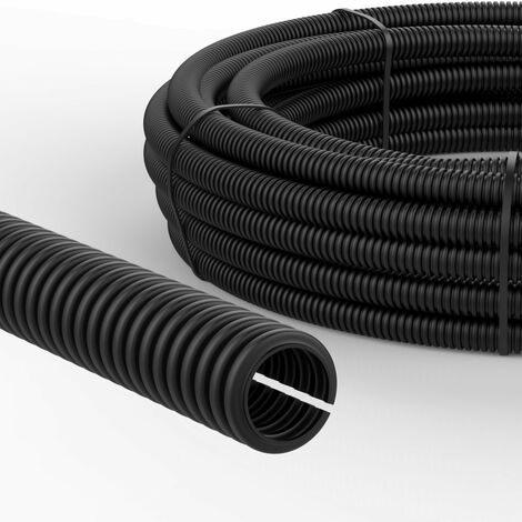 50m PP Wellrohr schwarz geschlitzt M12 innen Ø 8,5 mm UV- und Hitze beständig