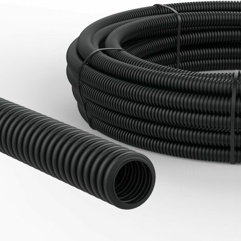 10m PP Wellrohr schwarz ungeschlitzt M9 innen Ø 6,5 mm UV- und Hitze beständig