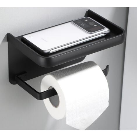 Toilettenpapierhalter Aus Edelstahl – Wandmontage, Mattschwarz Mit Federbelasteter Rolle