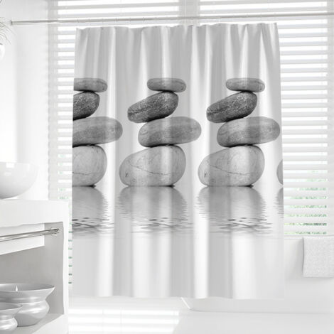 KAV Duschvorhang Polyester – Schimmelresistent, Wasserdicht, 180x180 Cm Grau, Mit Metallösen, Für Bad & Mehr